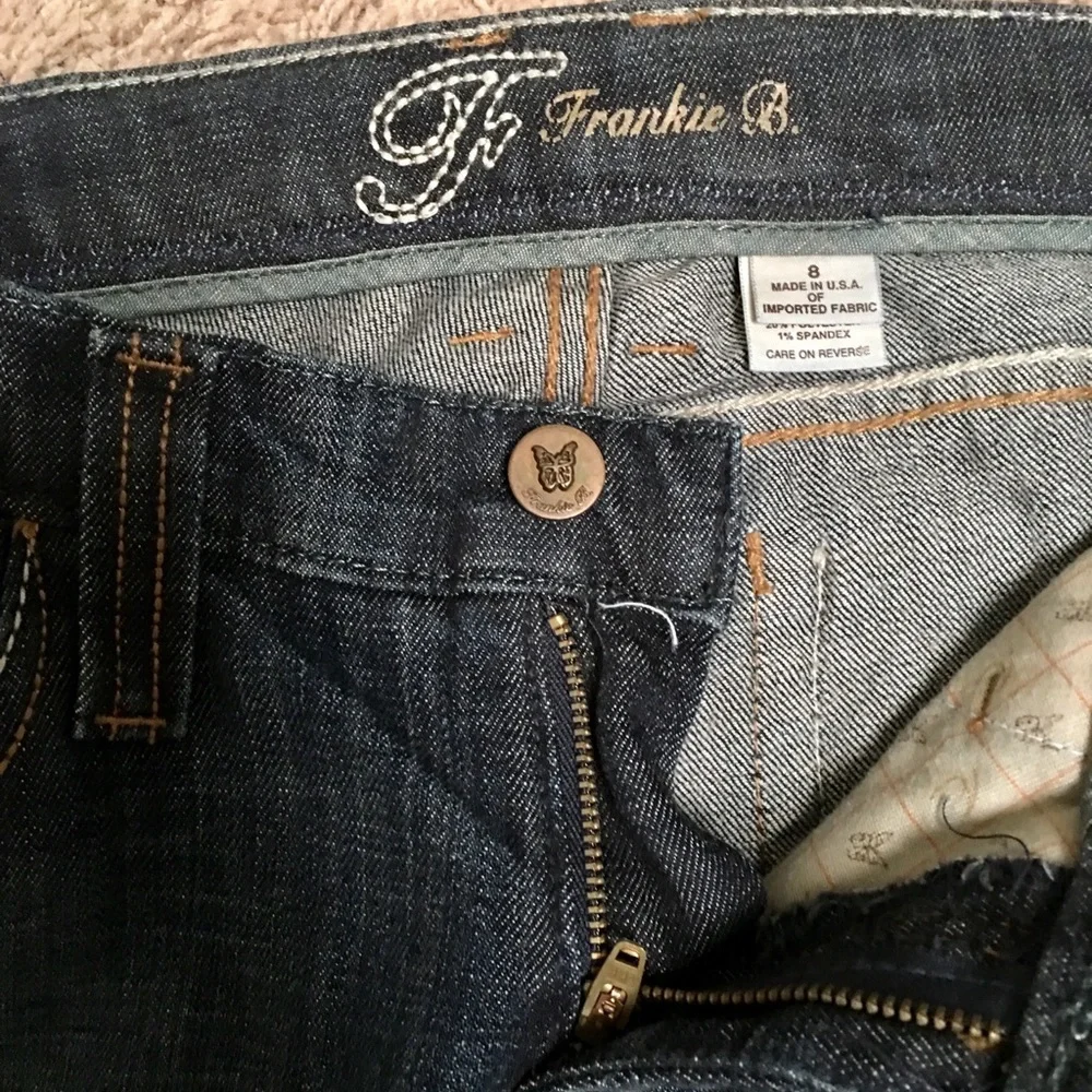FRANKIE B HIPSTER FLARE JEANS BLING LOGO POCKETS🔥 - Picture 7 of 8